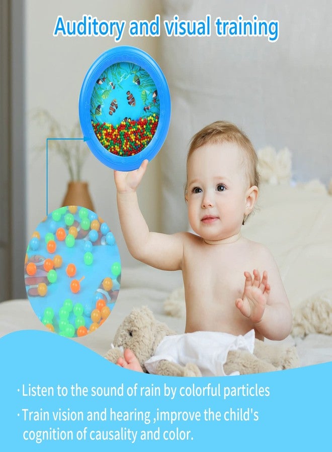Musfunny Ocean Drum Wave Bead Drums Gentle Sea Sound Music Gift Musical Educational Sea Sound Drum Tool for Kid Child Baby (Blue) - Image 4